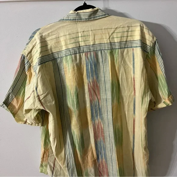 Vintage Shirt Multicolor Abstract Pattern Retro Short Sleeve Pastel Color Size M - Picture 9 of 10